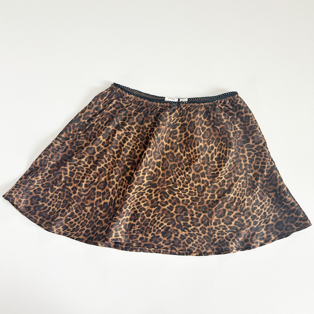 Gap Kids Girls Leopard Print Satin‎ A-Line Indie Sleaze Mini Skirt Size S 6-7